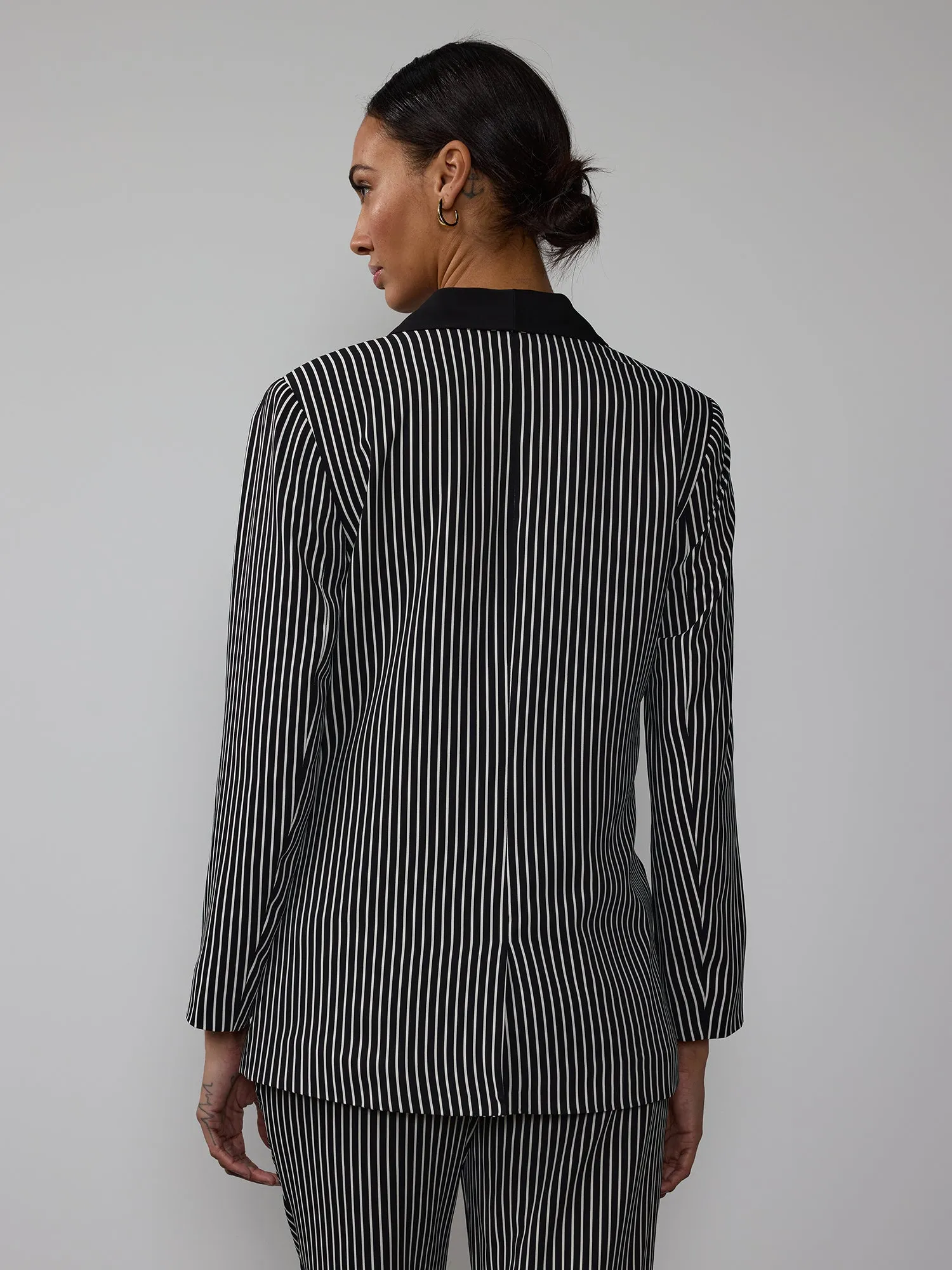 Tall Striped Shawl Collar Blazer