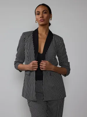 Tall Striped Shawl Collar Blazer