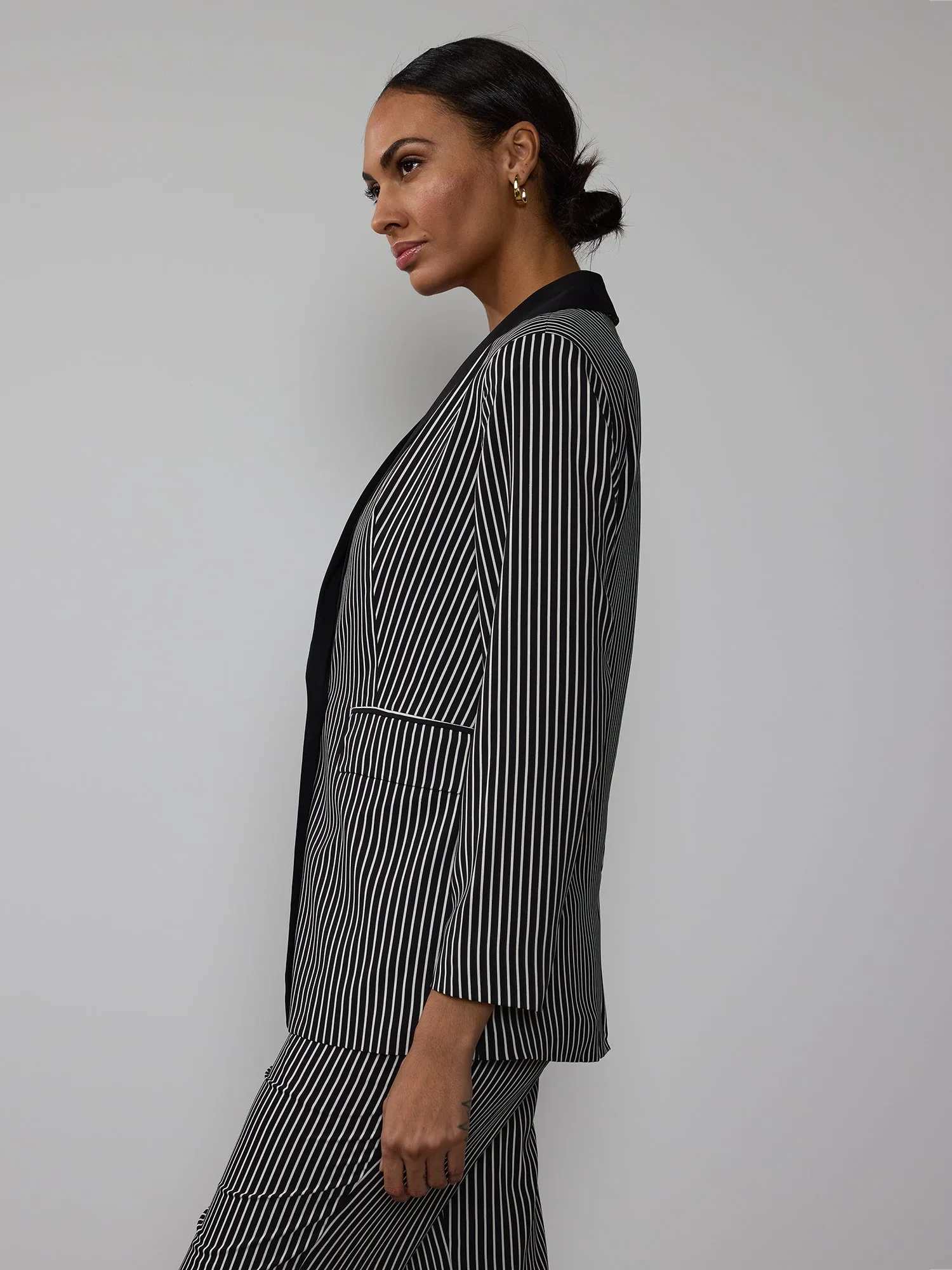 Tall Striped Shawl Collar Blazer