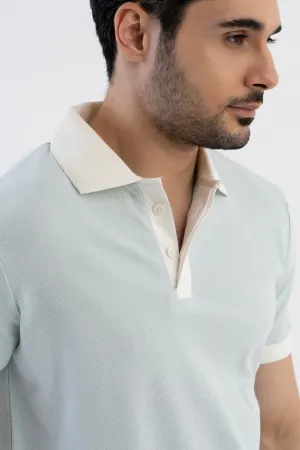 Textured Harmony Polo In Baby Blue