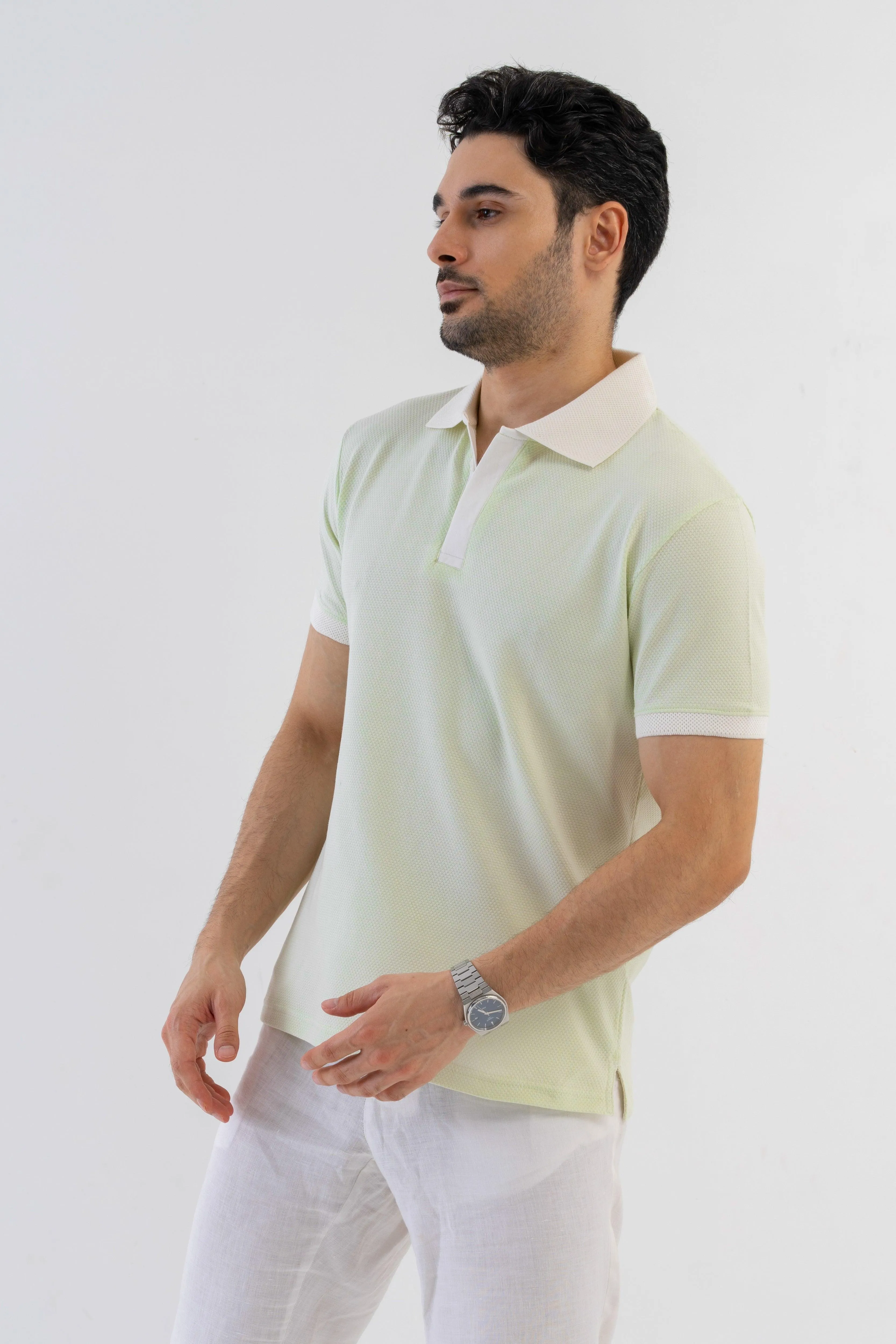 Textured Harmony Polo In Cool Mint