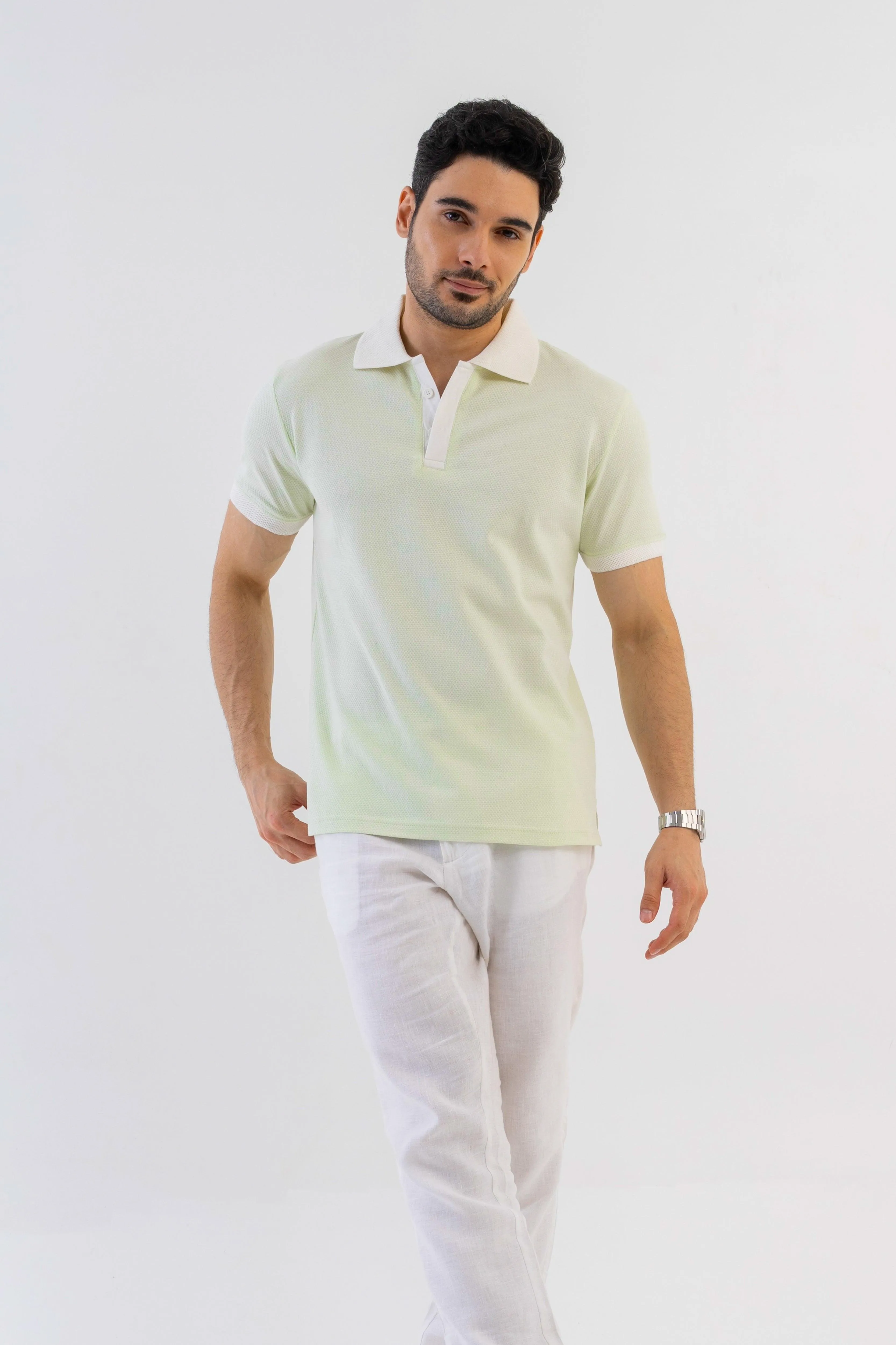 Textured Harmony Polo In Cool Mint