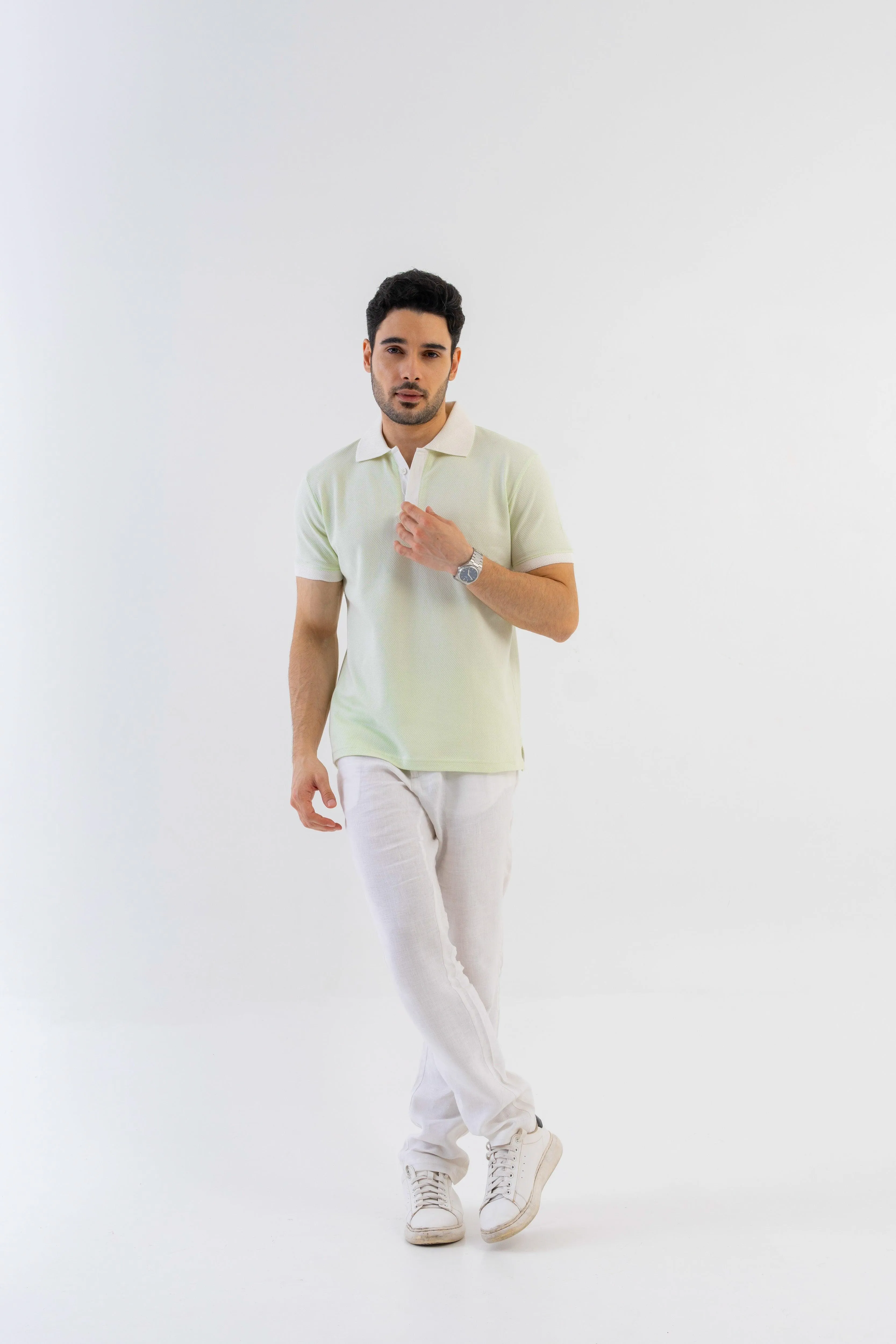 Textured Harmony Polo In Cool Mint