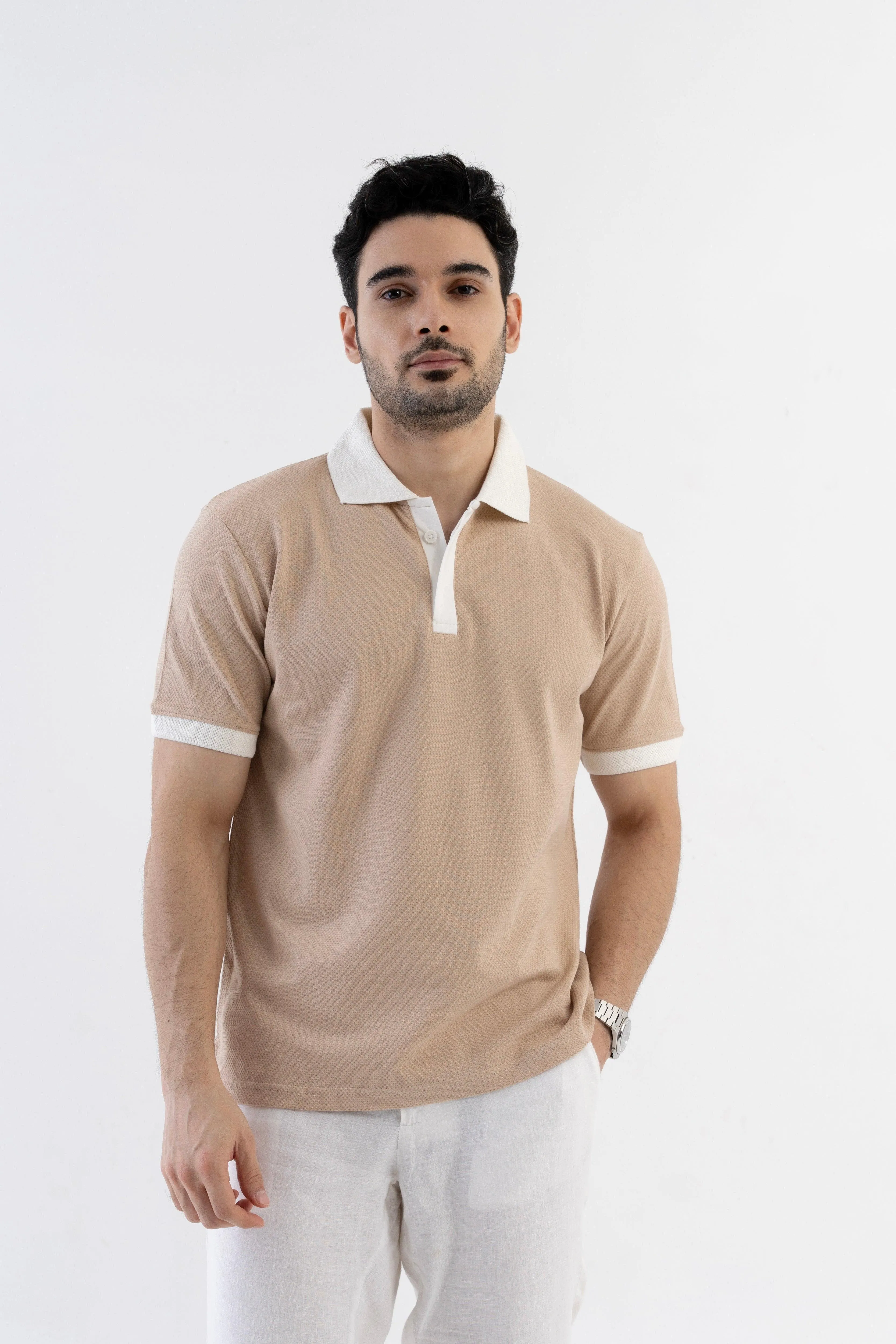 Textured Harmony Polo In Mocha