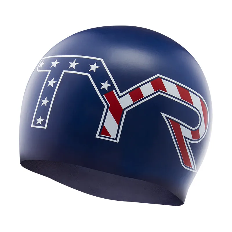 TYR - Stars and Stripes Silicone Adult Swim Cap - Navy