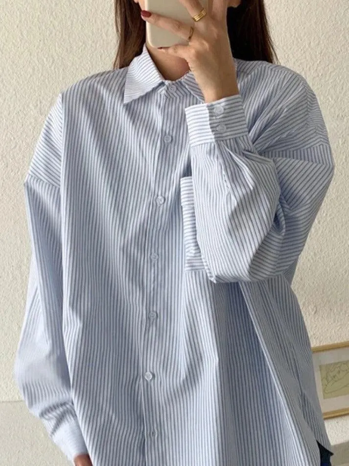 Versatile Striped Long Sleeve Blouse