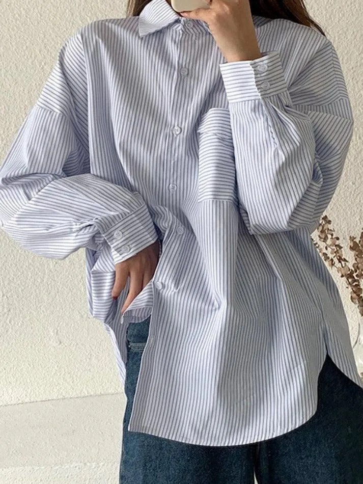 Versatile Striped Long Sleeve Blouse