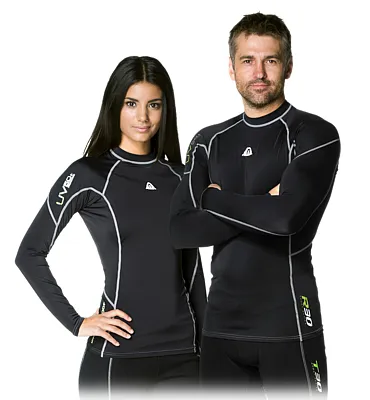 Waterproof 303127 R30 Men's Long Sleeve Rash Guard Offers Protection From The Sun. 50  UPF