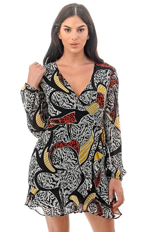 Women's Long Sleeves V-Neck Designer Sundress