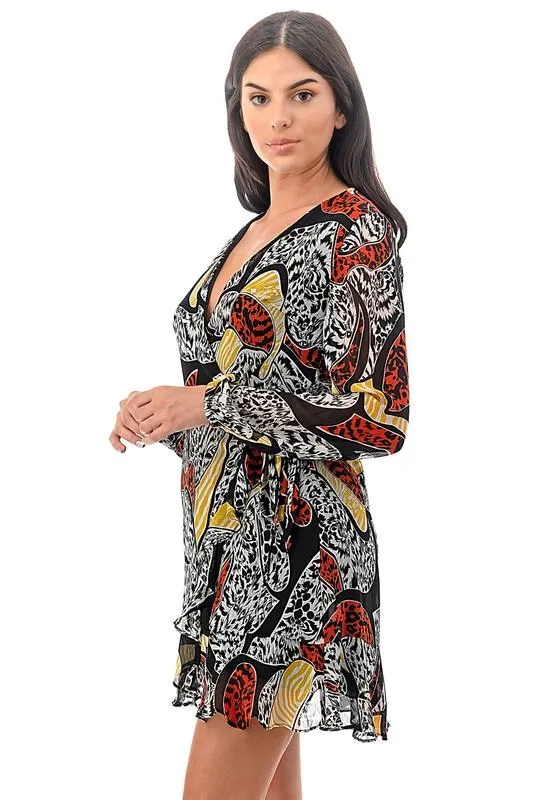 Women's Long Sleeves V-Neck Designer Sundress