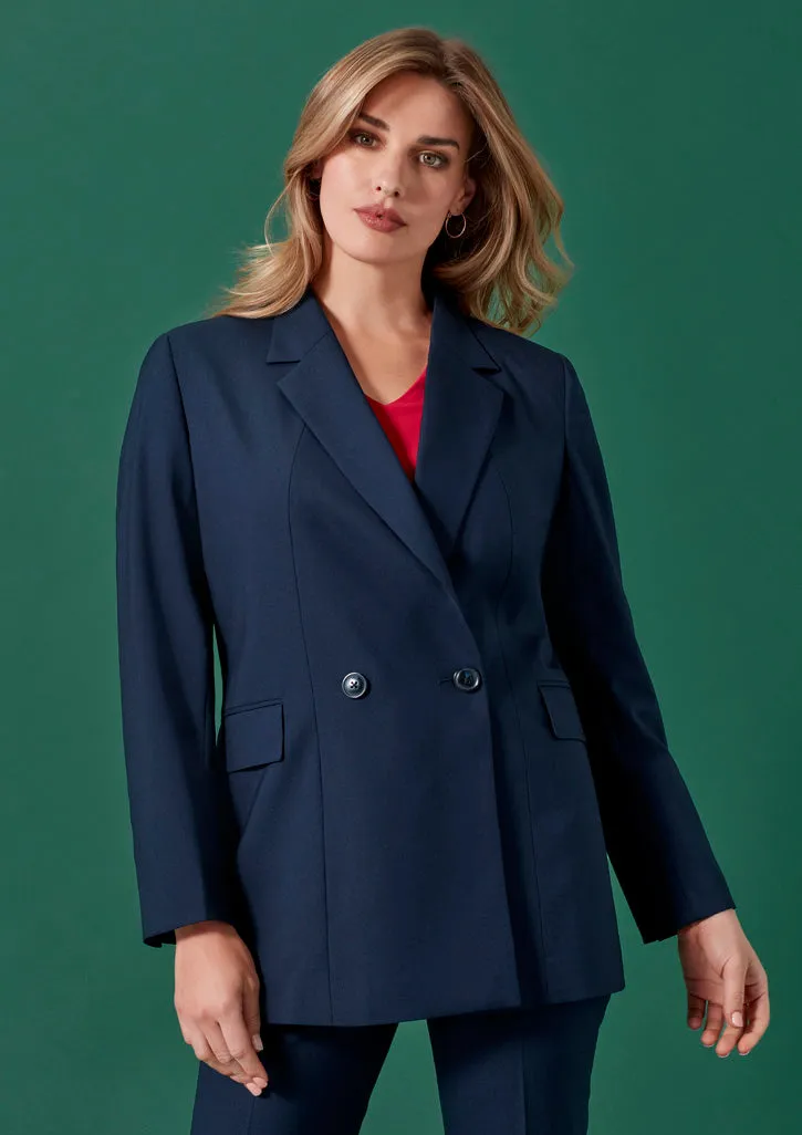 Womens Renew Double Breasted Longline Jacket RJ400L 8 / Navy Dusk